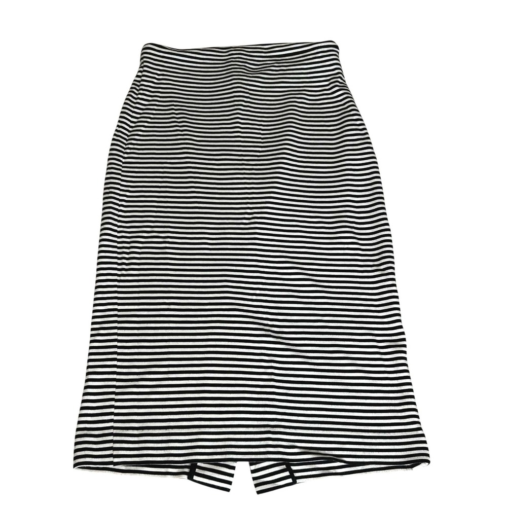 Banana Republic Striped Pencil Skirt Black White Ponte Knit Back Zip Size 2